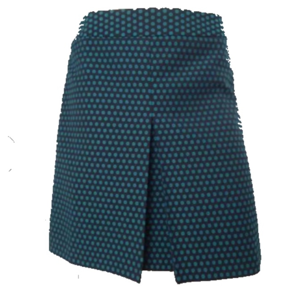 LOFT 10P Geometric Black and Teal ALine Skirt Front Pleat